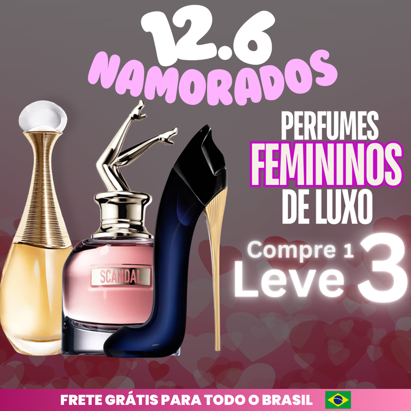 Kit 3 Perfumes Femininos - J'Adore, Scandal e Good Girl (100ml) - Promoção Namorados